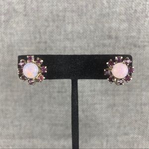 Vintage Wiesner Opal & Purple Clip On Earrings